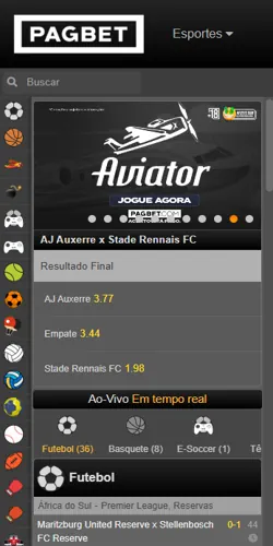 Tela do aplicativo Pagbet Brasil no Android