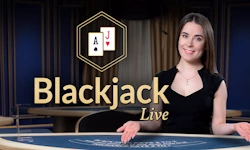 Mesa de blackjack ao vivo com crupiê